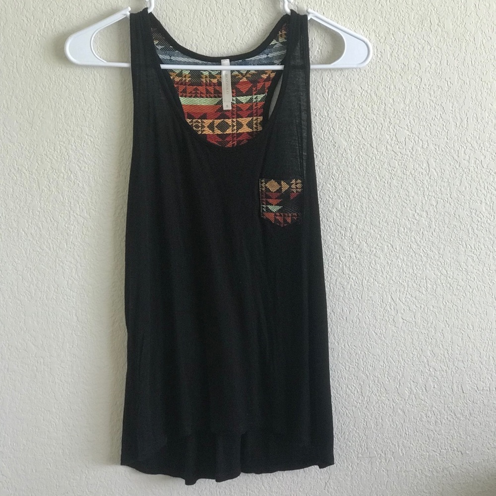 Black tank top with colorful designs